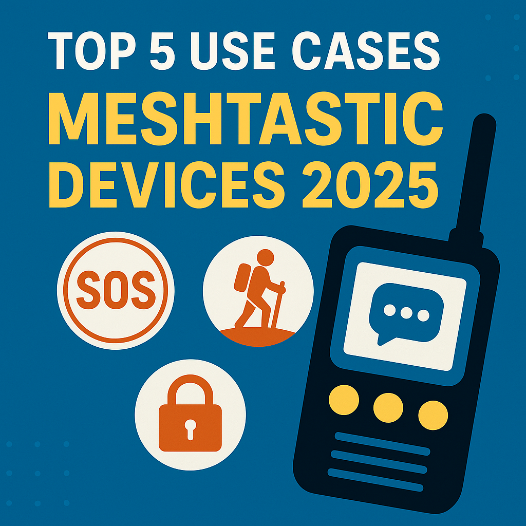 Illustration of Meshtastic devices used in off-grid communication scenarios in 2025