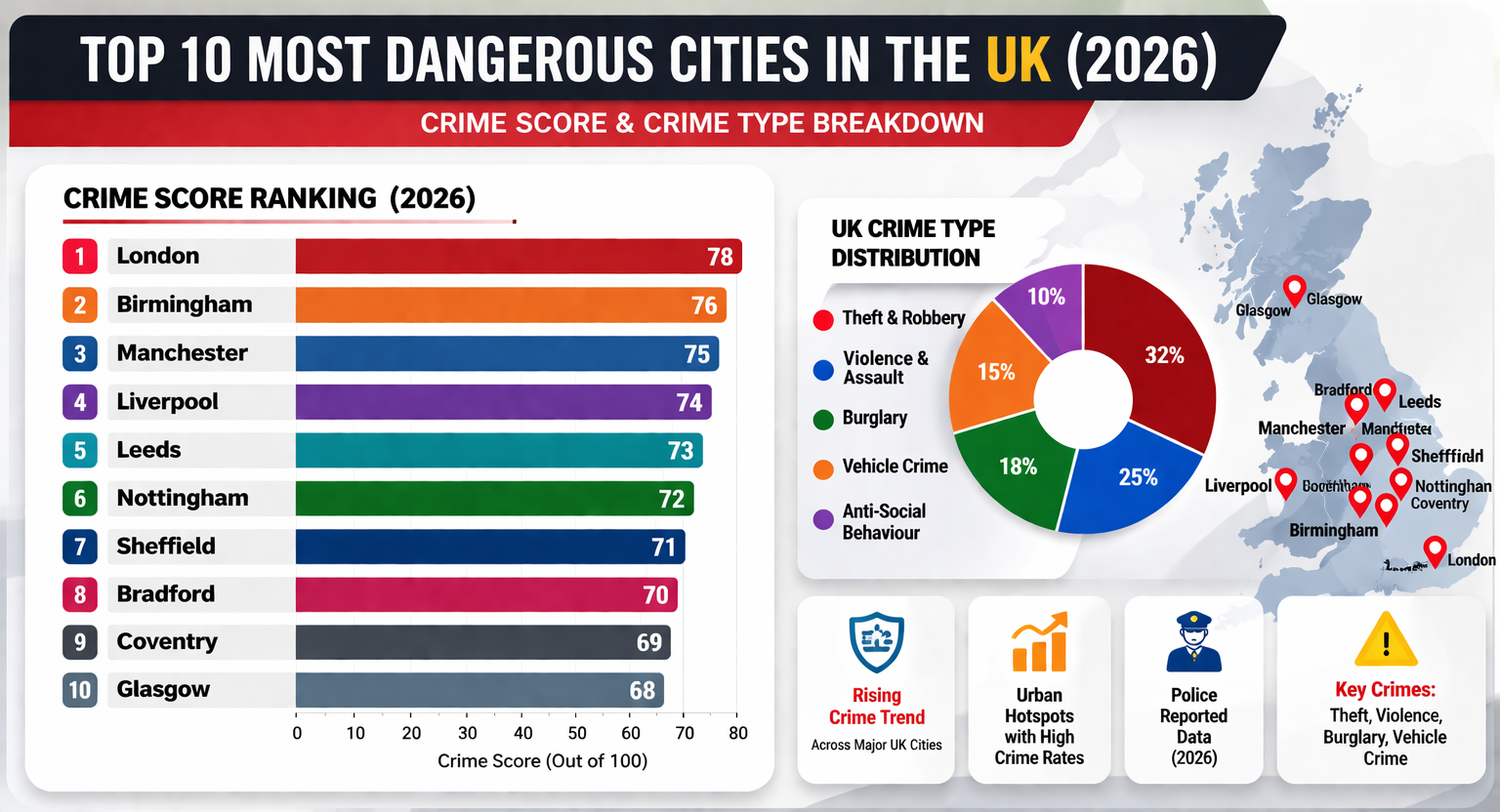 Dangerous Cities in the UK